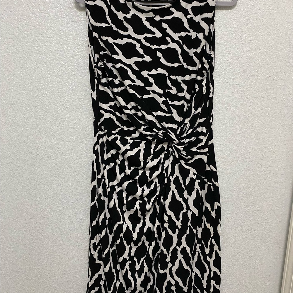 Chaus Black and White Halter Sheath Midi Dress